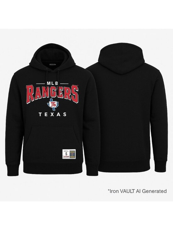 Mitchell & Ness Other - Texas Rangers Hoodie Mens SM Black Mitchell Ness Cooperstown Defect Rare Patch